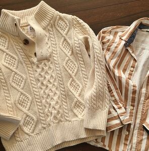 GAP Cream Zip Up Sweater with Cable Knit Design